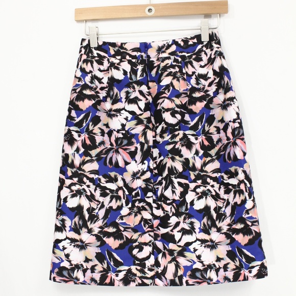 J Crew A Line Hibiscus Skirt Blue Floral - Picture 5 of 8